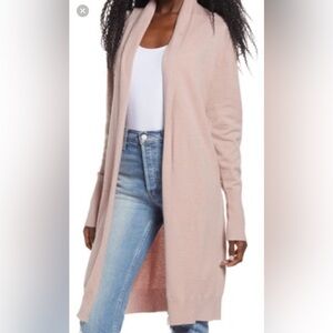Leith open front pink duster coat